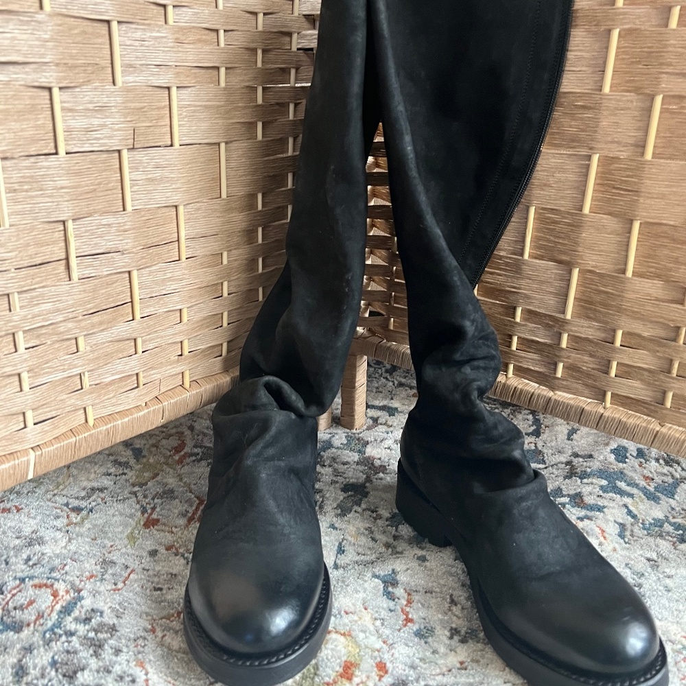 Leather, waxed suede, tall boot size 35